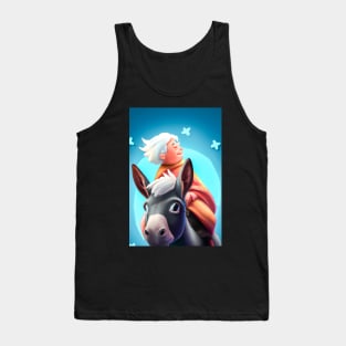 Old Lady on Donkey Greeting Cards Tank Top